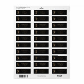 Harp Elegant Script Modern Goud Zwart Muziek Etiket (Full Sheet)