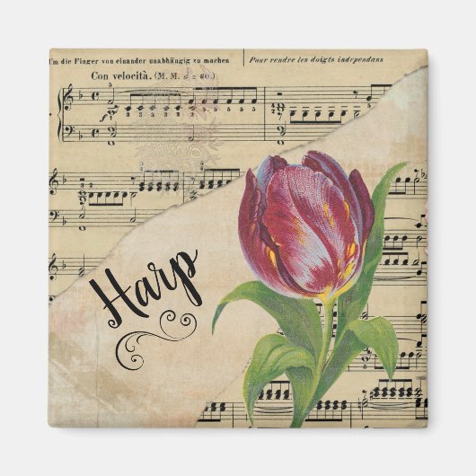 Harp Elegant Tulip  vel Music Magneet (Voorkant)