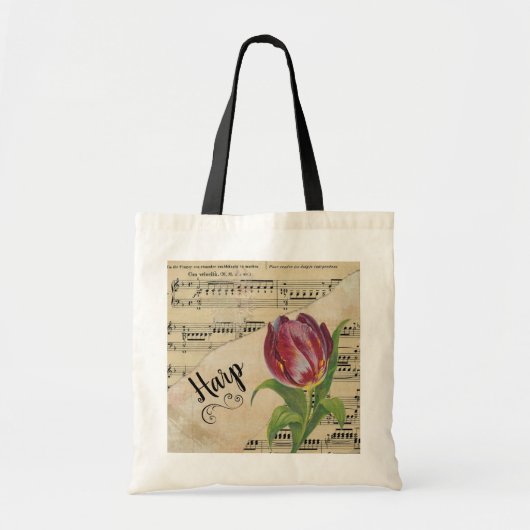 Harp Elegant Tulip  vel Music Tote Bag (Voorkant)