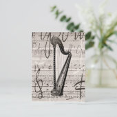  Harp en Antiek Music Collage Gepersonaliseerd Briefkaart (Staand voorkant)