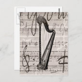  Harp en Antiek Music Collage Gepersonaliseerd Briefkaart (Voorkant / Achterkant)