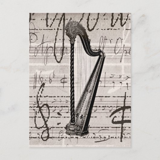  Harp en Antiek Music Collage Gepersonaliseerd Briefkaart (Voorkant)
