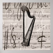  Harp en Antiek Music Collage Gepersonaliseerd Poster (Voorkant)