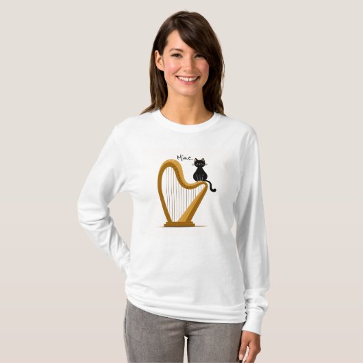 Harp en Cat Design Shirt met lange mouwen (Voorkant volledig)
