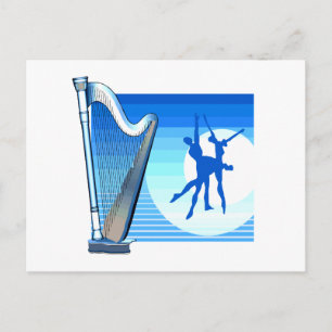 Harp en Dancers Blue Version Graphic-Afbeelding Briefkaart