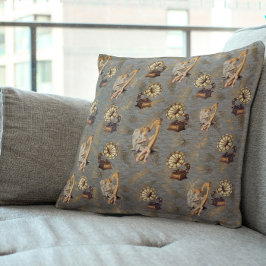  harp en grammofoon op Steel Grey Kussen