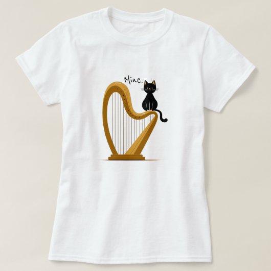 Harp en Kat Ontwerp Lang T-Shirt (Design voorkant)