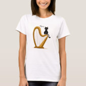 Harp en Kat Ontwerp Lang T-Shirt (Voorkant)