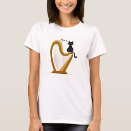Harp en Kat Ontwerp Lang T-Shirt