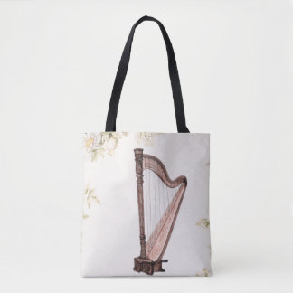 Harp & Flowers Canvas tas
