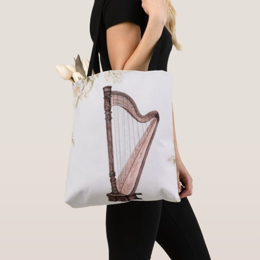 Harp & Flowers Canvas tas (Dichtbij)