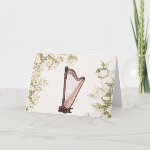 Harp & Flowers Greeting Card Kaart