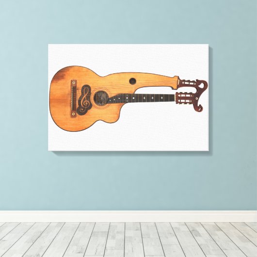  HARP GITAAR 16x24 Canvas Afdruk (Insitu (Houten vloer))
