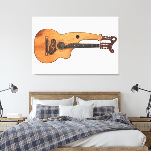  HARP GITAAR 32x48 Canvas Afdruk (Insitu (Slaapkamer))