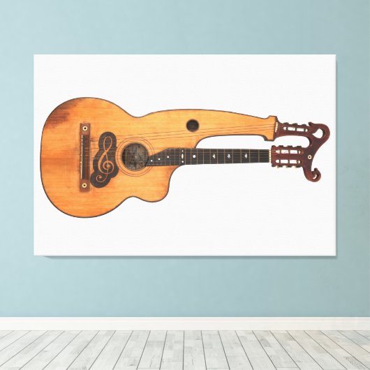  HARP GITAAR 32x48 Canvas Afdruk (Insitu (Houten vloer))