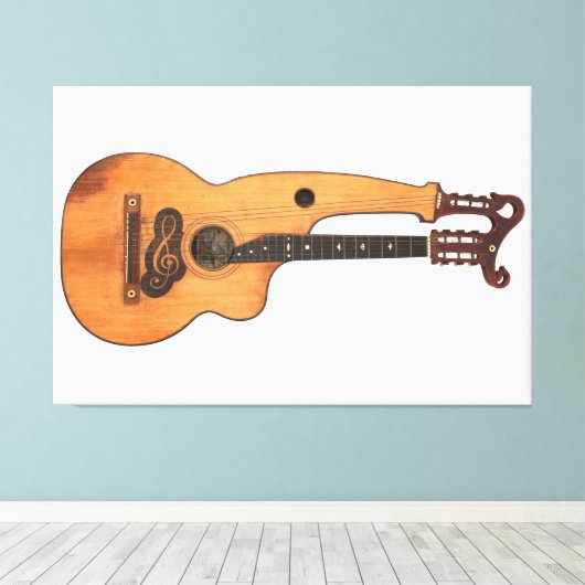  HARP GITAAR 40x60 Canvas Afdruk (Insitu (Houten vloer))