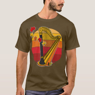 Harp Herfst Harpist Autumn Thanksgiving String Mus T-shirt