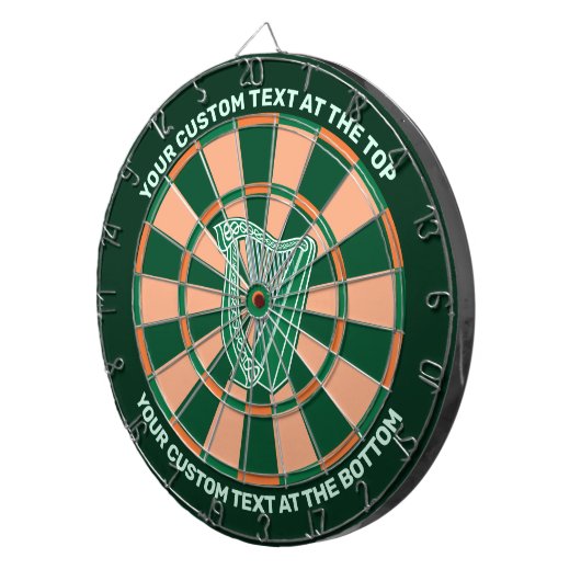 Harp Icon Dartboard Ierse kleuren en aangepaste te Dartbord (Voorkant Rechts)
