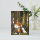 Harp Lady-Briefkaart | Betoverende vrouw met harp Briefkaart (Staand voorkant)