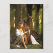 Harp Lady-Briefkaart | Betoverende vrouw met harp Briefkaart (Voorkant)
