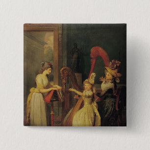 Harp-les van Madame de Genlis Vierkante Button 5,1 Cm
