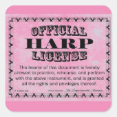 Harp License Square Sticker (Voorkant)