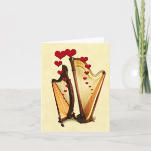 Harp Love Note Card Feestdagen Kaart