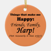 Harp maakt me gelukkig keramisch ornament (Voorkant)