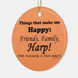 Harp maakt me gelukkig keramisch ornament