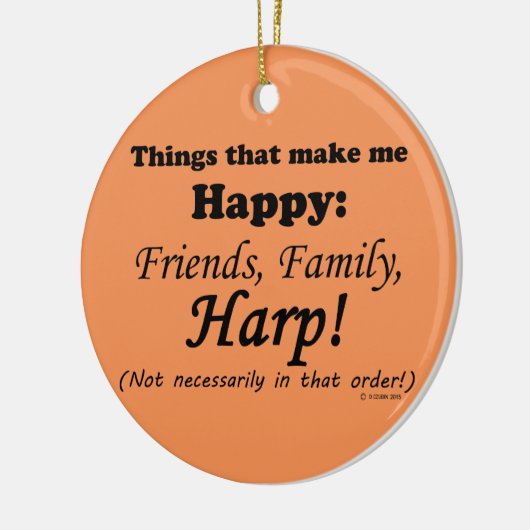 Harp maakt me gelukkig keramisch ornament (Links)