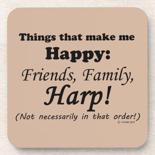 Harp maakt me gelukkig onderzetter (Voorkant)
