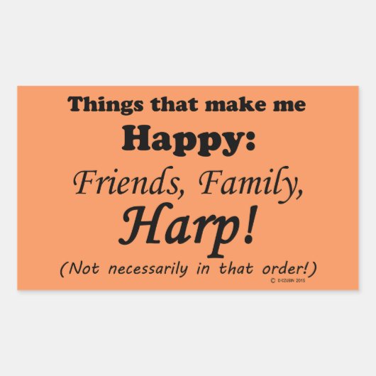 Harp maakt me gelukkig rechthoekige sticker (Voorkant)