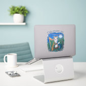 Harp Maan Engel Sticker (Laptop op bureau)