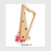 Harp met bloemen, harpist sticker (Vel)