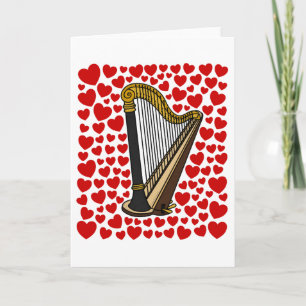 Harp Met Hartjes Valentijnsjubileum Kaart