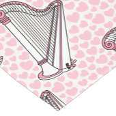 Harp met roze harten, harpist muzikant bruiloft korte tafelloper (Hoek)