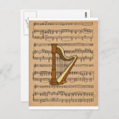 Harp met vel Music Background Briefkaart (Voorkant / Achterkant)