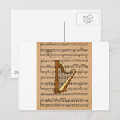 Harp met vel Music Background Briefkaart (Voorkant / Achterkant)