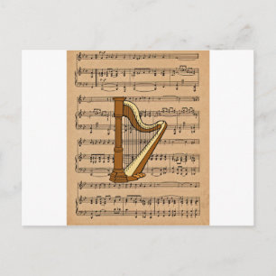 Harp met vel Music Background Briefkaart
