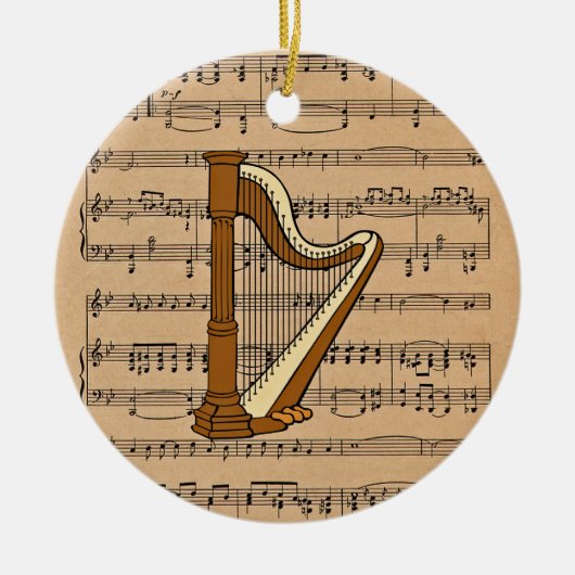 Harp met vel Music Background Keramisch Ornament (Voorkant)