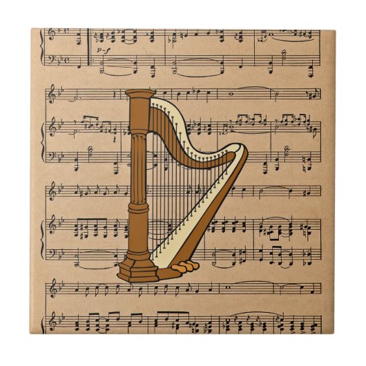Harp met vel Music Background Tegeltje (Voorkant)