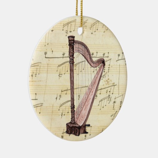 Harp Music-kerstversiering Keramisch Ornament (Rechts)