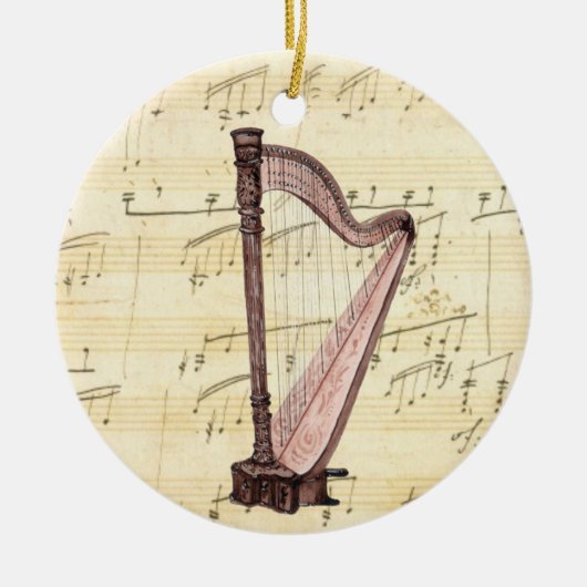 Harp Music-kerstversiering Keramisch Ornament (Voorkant)