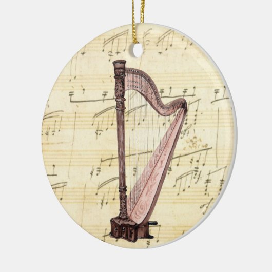 Harp Music-kerstversiering Keramisch Ornament (Links)