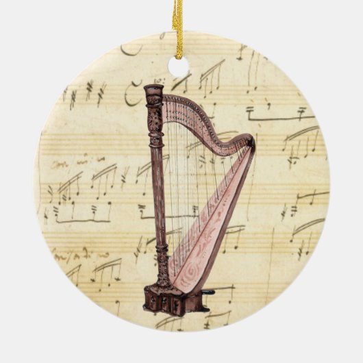 Harp Music-kerstversiering Keramisch Ornament (Achterkant)