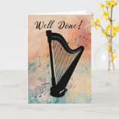 Harp Music Performance Gefeliciteerd Waterverf Kaart (Gele Bloem)