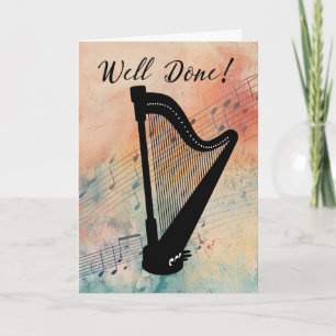 Harp Music Performance Gefeliciteerd Waterverf Kaart