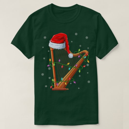 Harp Music Xmas Lighting Matching Santa Hat Harp C T-shirt (Design voorkant)