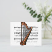 Harp musical 02 B Briefkaart (Staand voorkant)