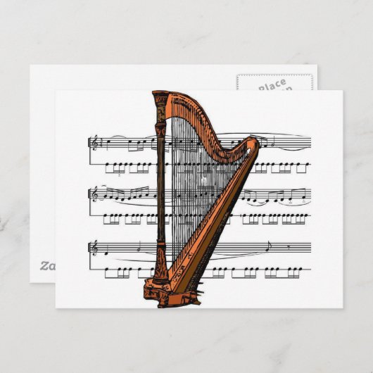 Harp musical 02 B Briefkaart (Voorkant / Achterkant)